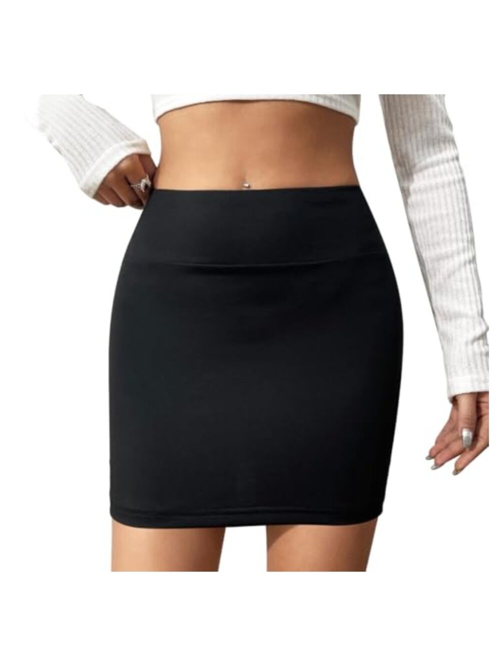 Fogrime High Waisted Stretchy Mini Pencil Skirt Bodycon Slimming